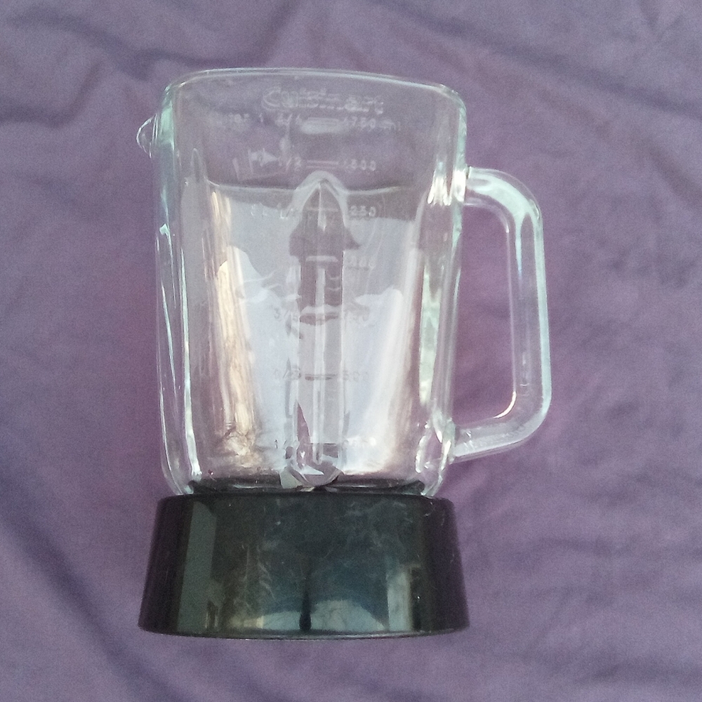 Clear Glass Blender Jar with Black Base - Replacement Pitcher